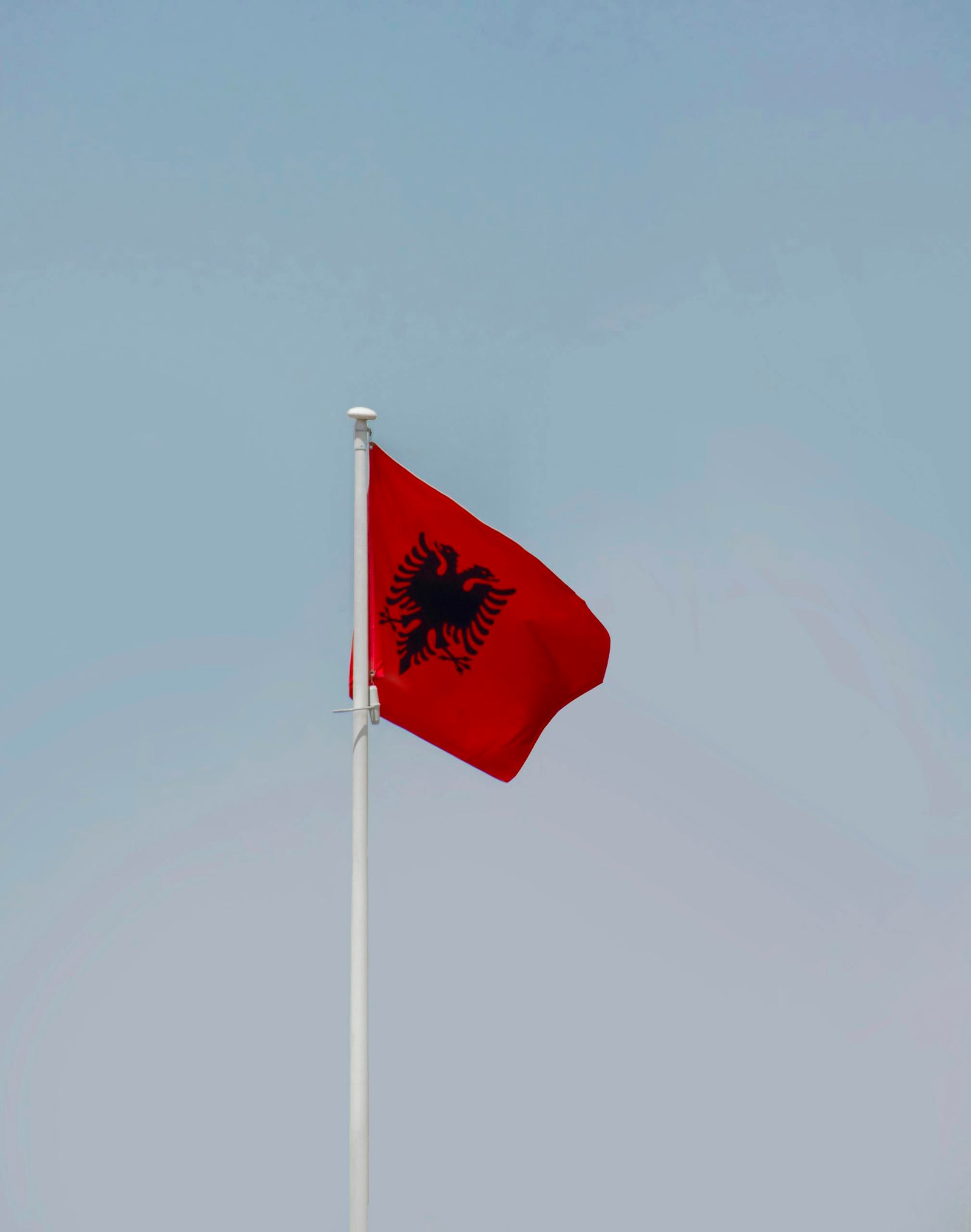 Albanian Flag on a Pole