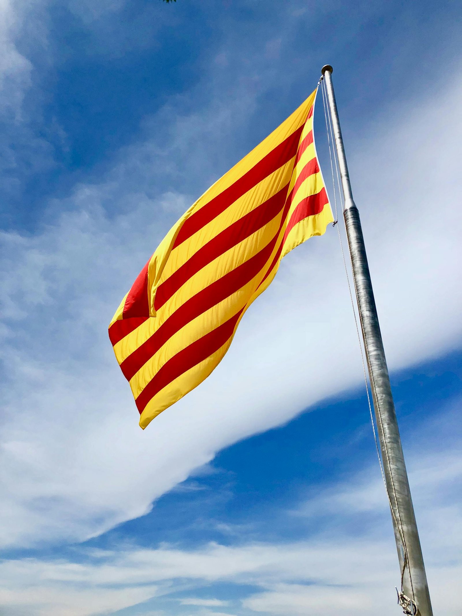 Photo of Raised Yellow and Red Horizontal Striped Flag