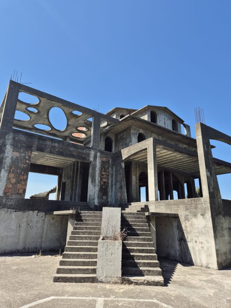 Abandoned hotel in Shirokë, Albania