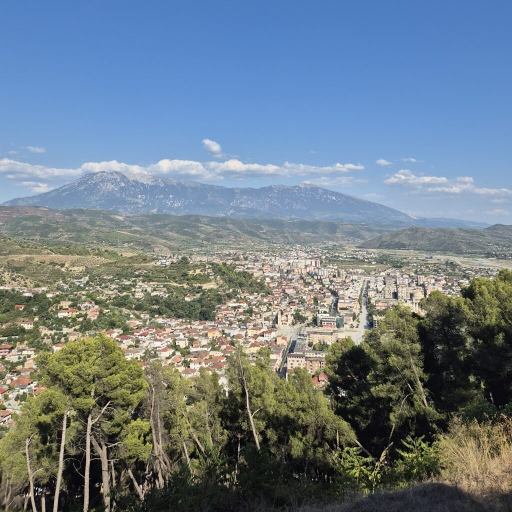 Panoramic view to Berat City from the Berat Castle hill